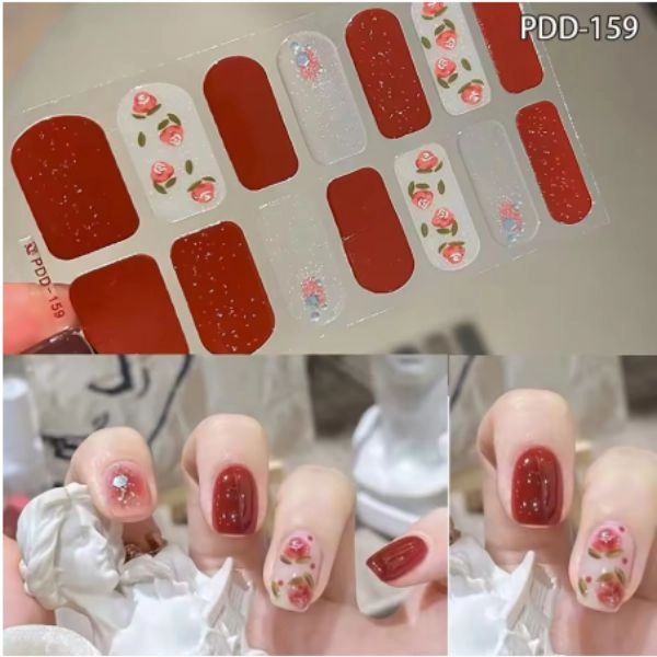 Gel semi-cured stickers – decorated, red