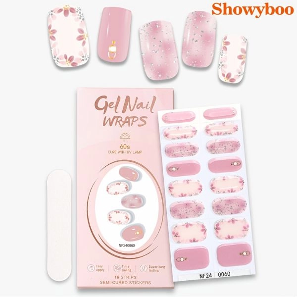 Gel semi-hardened stickers - pink, set