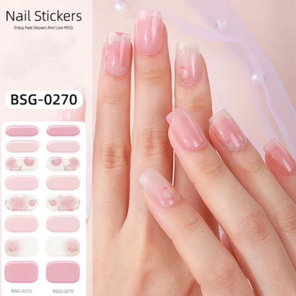 Gel semi-hardened stickers - pink, set