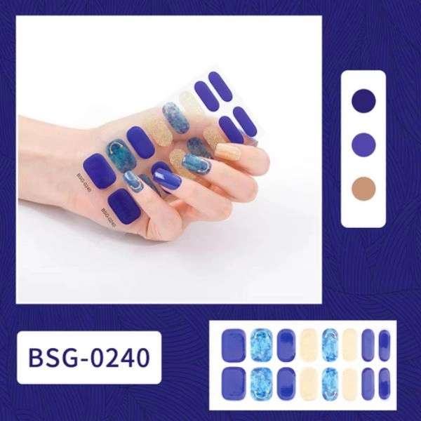 Gel semi-hardened stickers - blue, set