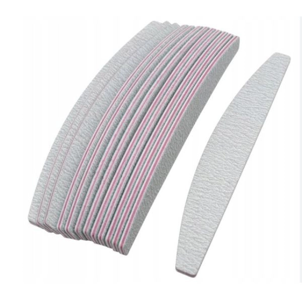 12pcs - Nail file gray - arch, pink center, 80/100