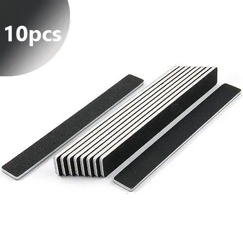 10pcs - Inginails Professional nail file, black slim rectangle 80/80