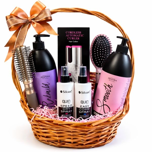 Gift basket with hair products