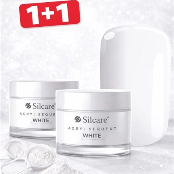 Silcare Sequent Acrylic Powder - White, 10g - 1+1 FREE