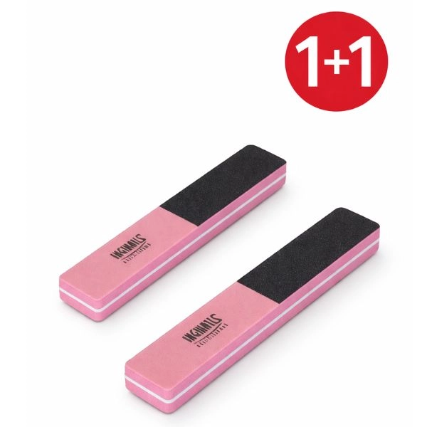 Inginails Professional Foam nail file, pink-black - 4-sided, 100/180/240/320 - 1+1 FREE