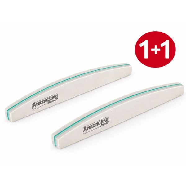 Profi nail file Sponge Halfmoon Zebra with green centre - 100/180 - 1+1 FREE