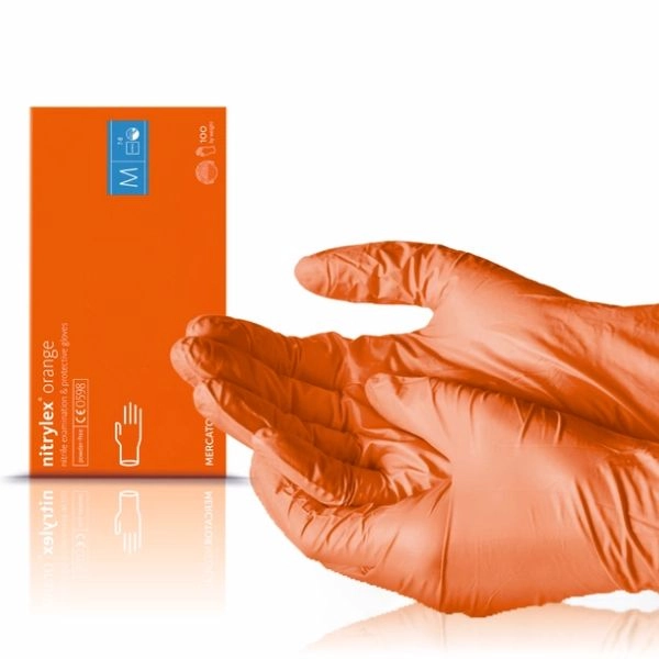 Nitrile gloves Nitrylex M 100 pcs - orange