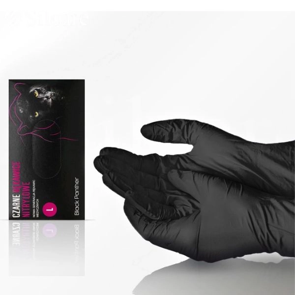 Nitrile gloves Black Panther L, 100pcs - black