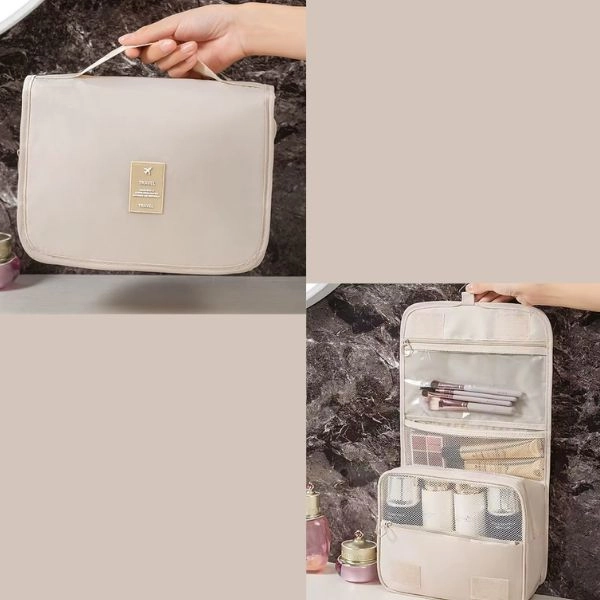 Travel cosmetic bag, beige
