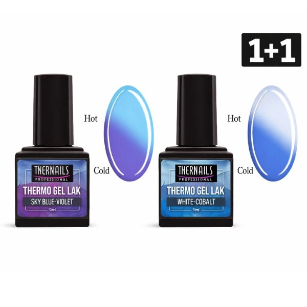 Coloured thermo gel polish Inginails Professional - White-Cobalt
