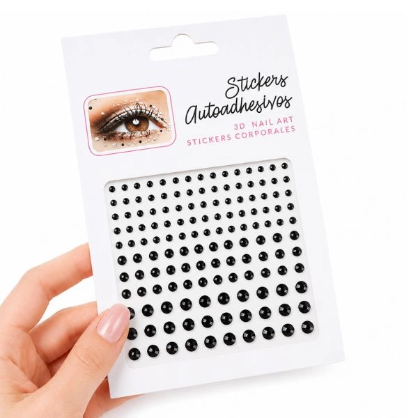 Adhesive gems for eyes and face, black
