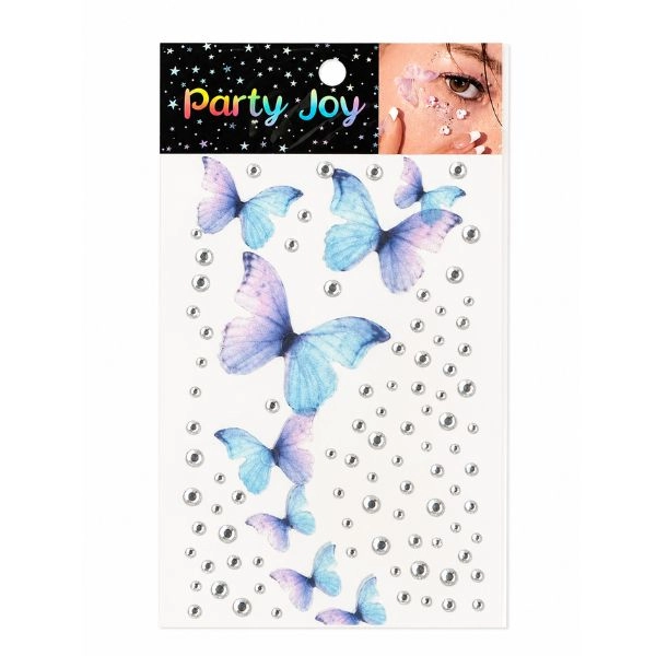 Tattoo and adhesive stones - blue butterflies