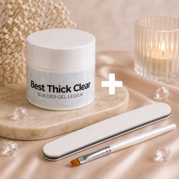 UV/LED builder gel - NTN Gel Best Thick Clear, 50g + brush and file FREE