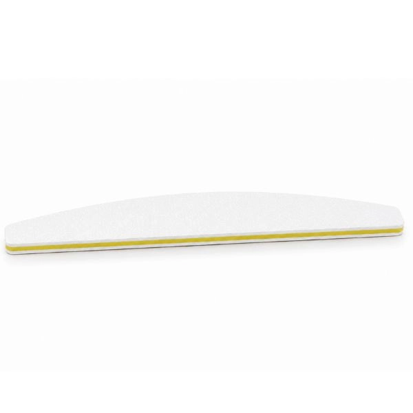 White nail file – arch shape, yellow center, 100/180 grit
