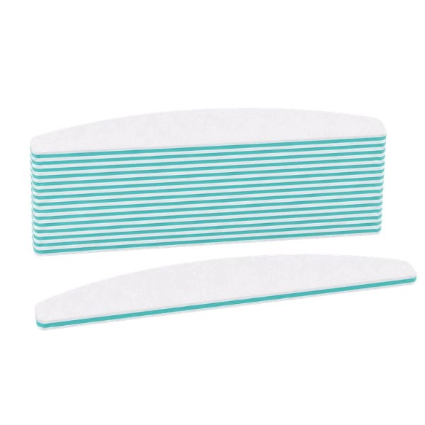 10 pcs – White nail file – arch shape, green center, 100/180 grit