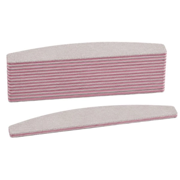 10 pcs pack – Inginails Zebra Nail File – Curved Shape, Pink Core, 100/150