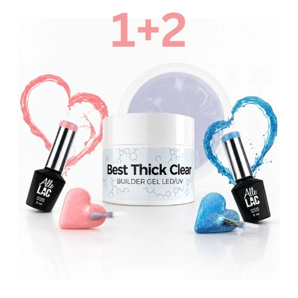 NTN Gel Best Thick Clear UV/LED Builder Gel, 50g + 2 AlleLac Color Gels, 5ml – BUY 1, GET 2 FREE