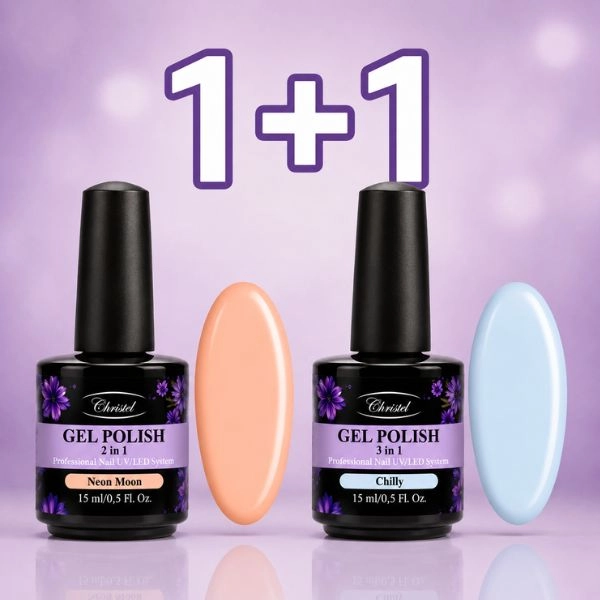 Christel 2-in-1 Gel Nail Polish – Neon Moon 15 ml + FREE Chilly Gel Polish, 15 ml