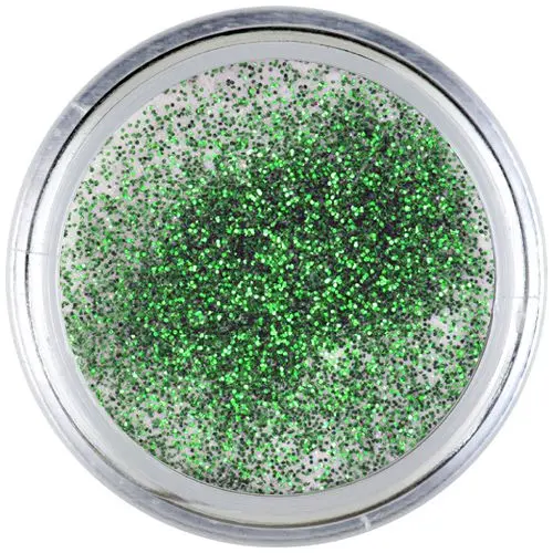 White acrylic powder with green glitters Inginails 7g - Green Shimmer