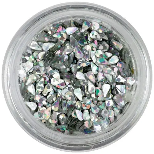 Teardrop confetti - silver, hologram