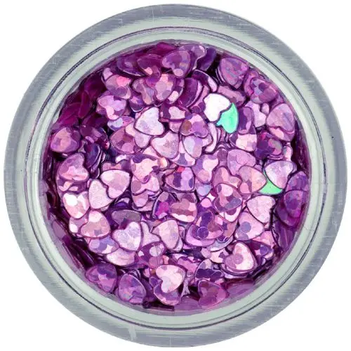 Nail art confetti - purple-pink hearts