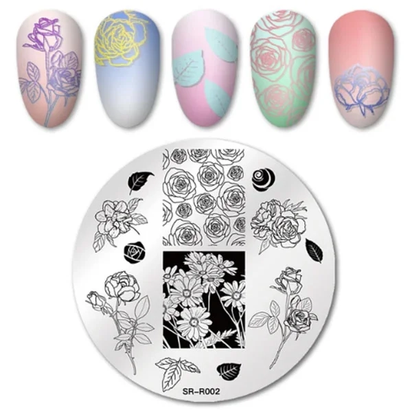 Nail stamping plate B25 - flowers