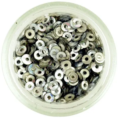 Nail decorations - silver flitter round disks