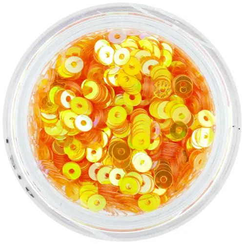 Orange-yellow round disk glitters