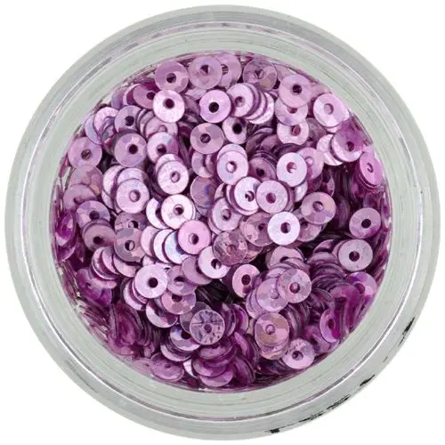 Violet pink nail art flitters - round disk shape