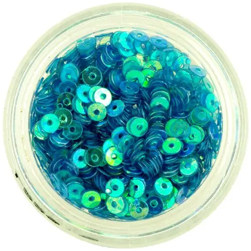 Blue-green round disk glitters