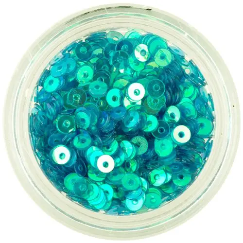Nail decoration - turquoise flitter disks