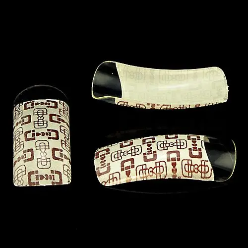 Disposable nails, 70pcs - white, brown motif