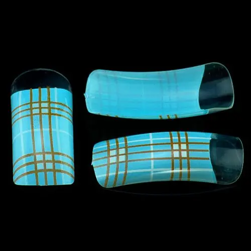 Decorated tips, 70pcs - light blue, stripes