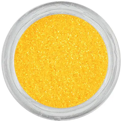 Bright yellow nail art dust powder with glitters