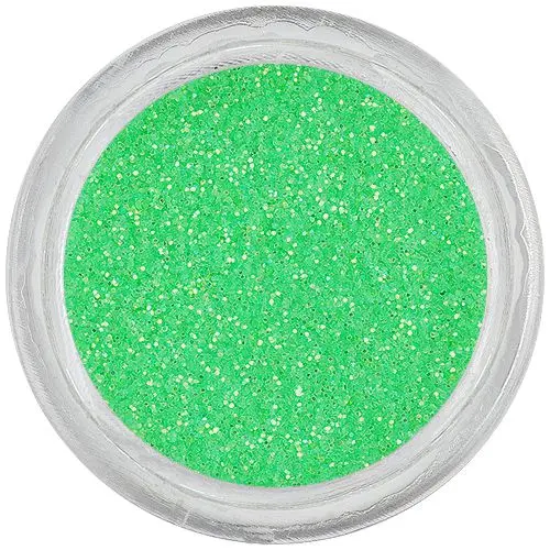 Bright green nail art dust powder with glitters