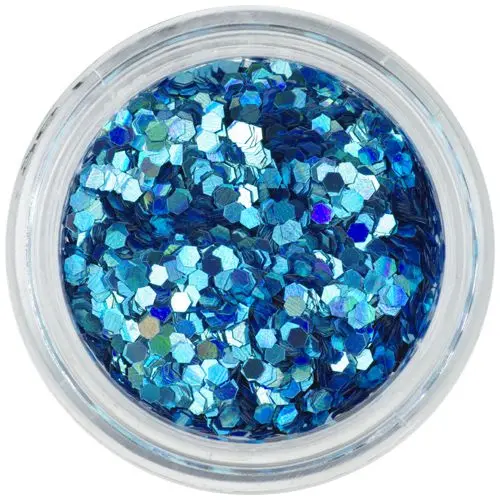 Turquoise nail art hexagon - holographic