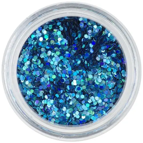 Decorative hexagons, 1mm - holographic, turquoise