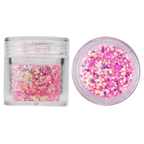 Hexagon in glitter dust powder, 1mm - baby pink, 10g