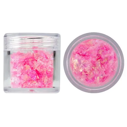 Pink nail decoration - glitter flakes 10g