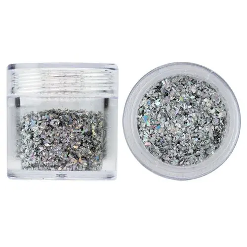 Glitter flakes, small 10g - silver, hologram