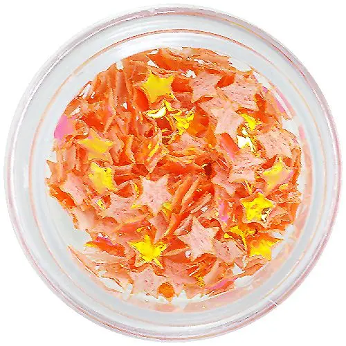Orange opalescent decorations for nails - fabric stars