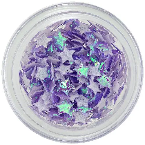 Nail art decorations - opalescent fabric stars, purple 