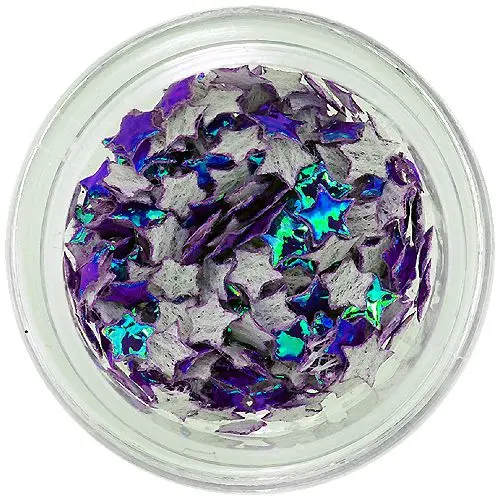 Dark purple opalescent decorations for nails - fabric stars