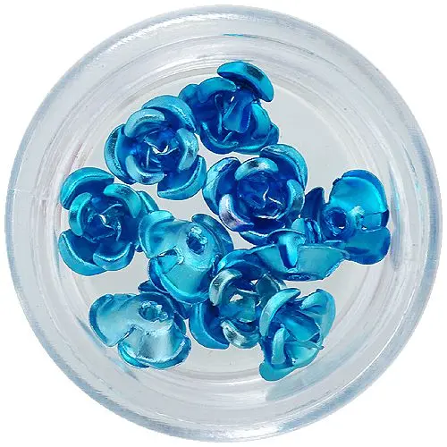 Decoration for nails, 10pcs - turquoise ceramic roses