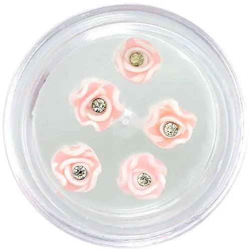 Light pink and white acrylic flowers with rhinestone