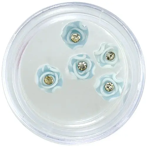 Acrylic flowers – blue and white with rhinestone