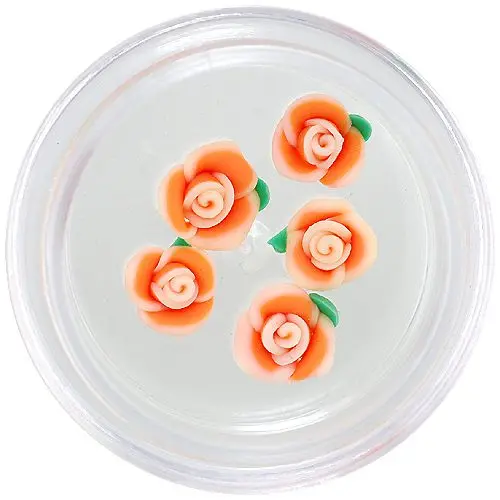 Orange and white acrylic flowers for nail art