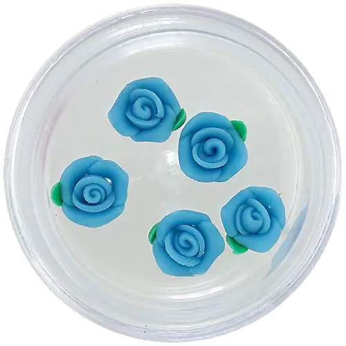 Turquoise nail decorations - acrylic flowers
