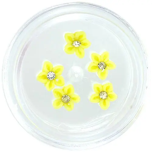 Nail decoration - acrylic flowers, yellow