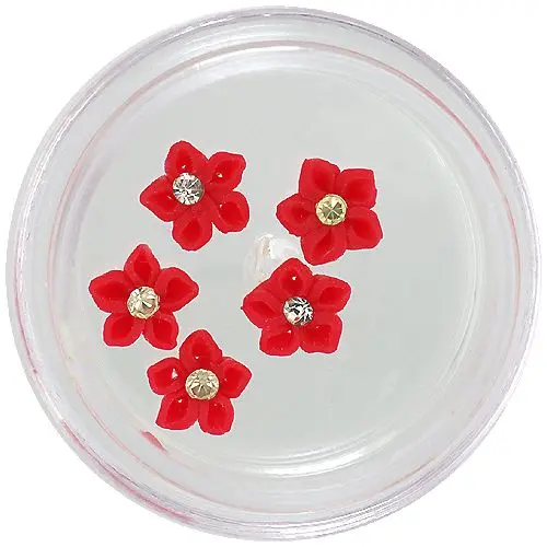 Nail decorations - acrylic flowers, red
